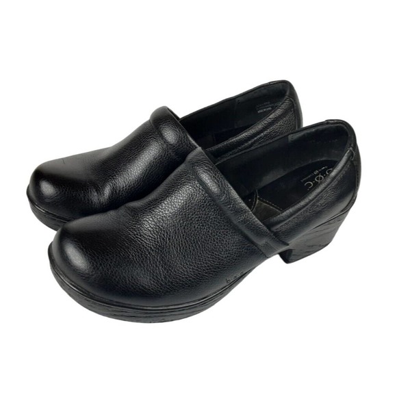BOC Born Concept Shoes Womens Size 10M Black Leather Pebbled Clogs Mules C80803 - Picture 2 of 14